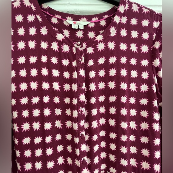Boden Women's Size US 18L (Tall) Wine Red/Pink Printed Ruffle Dress - Picture 4 of 7